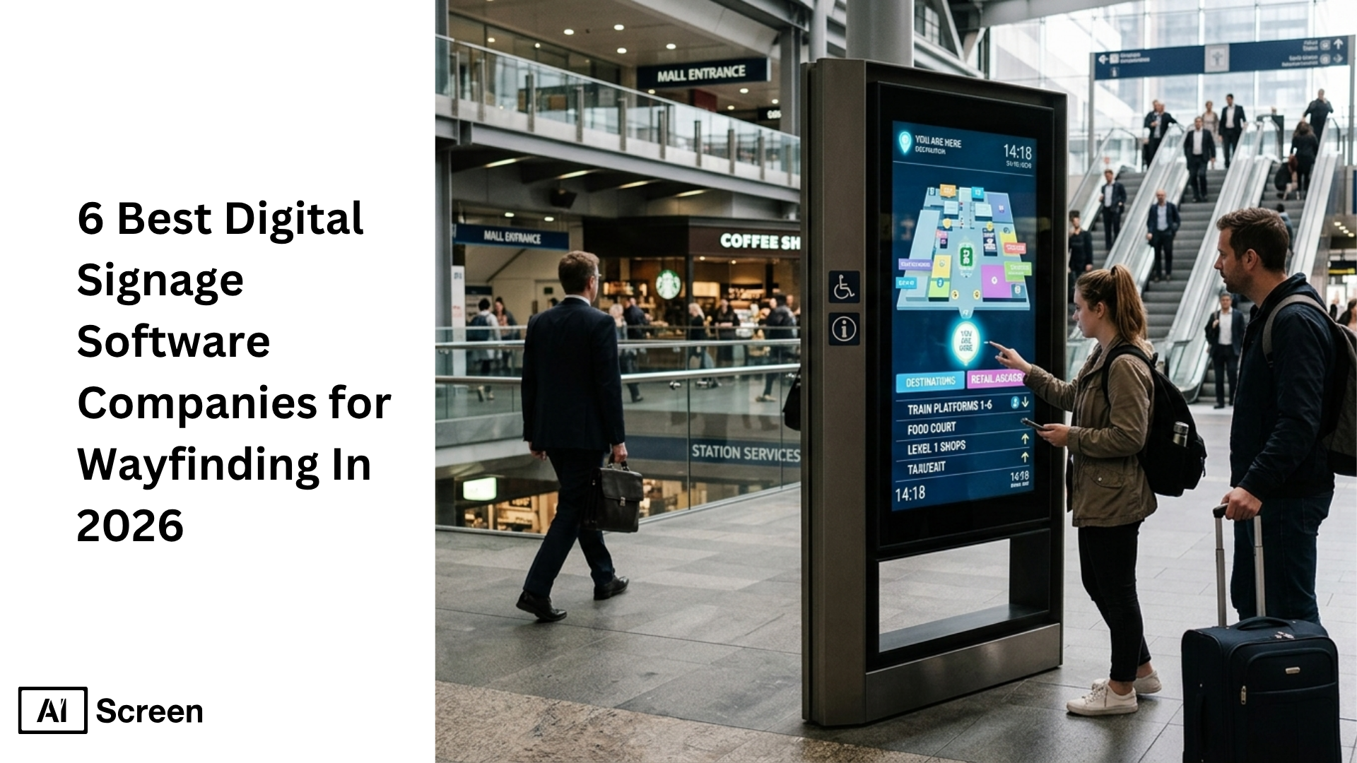 6 Best Digital Signage Software Companies for Wayfinding In 2026 1 digital wayfinding software on interactive kiosk screen