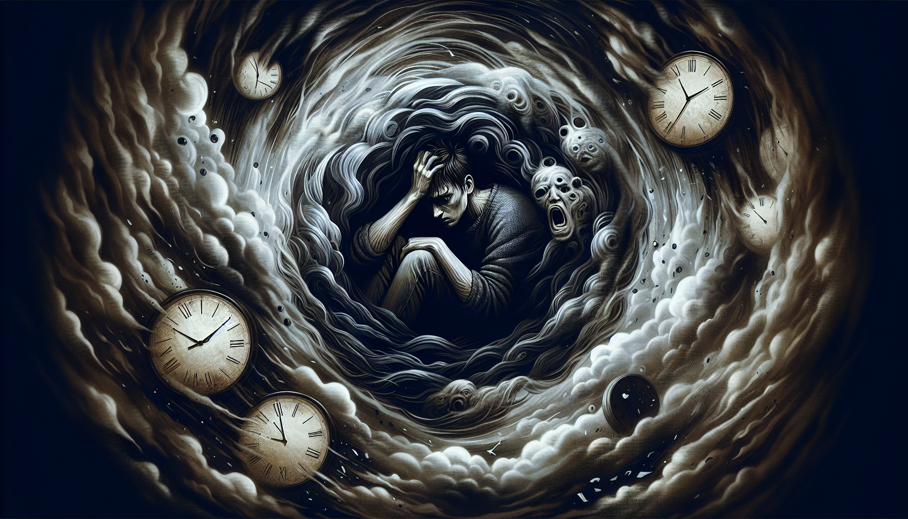 Illustration of a person feeling overwhelmed by anxiety symptoms