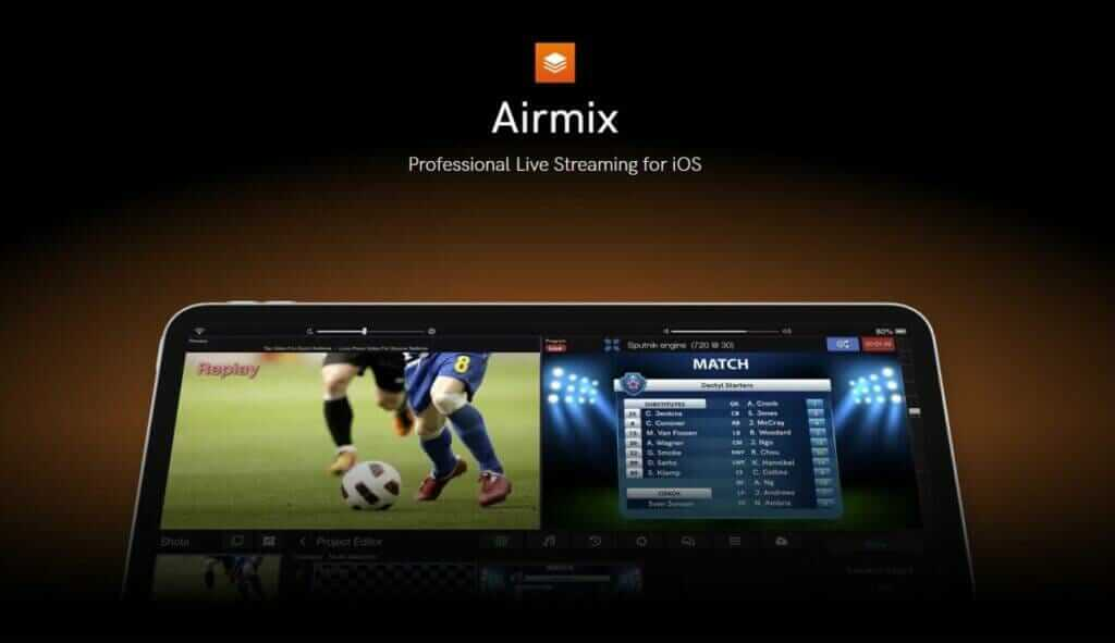aplicação de transmissão em direto do airmix
