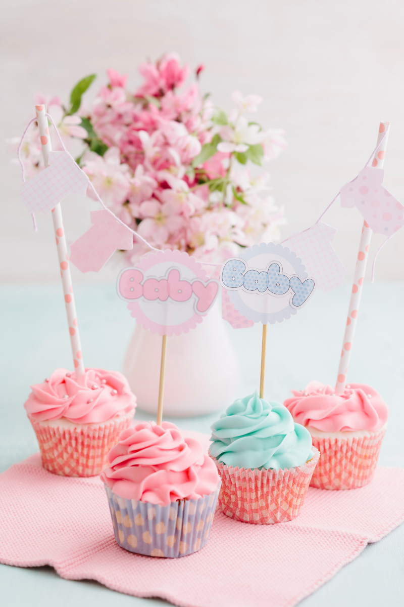 Regardless of your baby shower theme, you will need food for the party! Cupcakes are an easy and delicious choice.