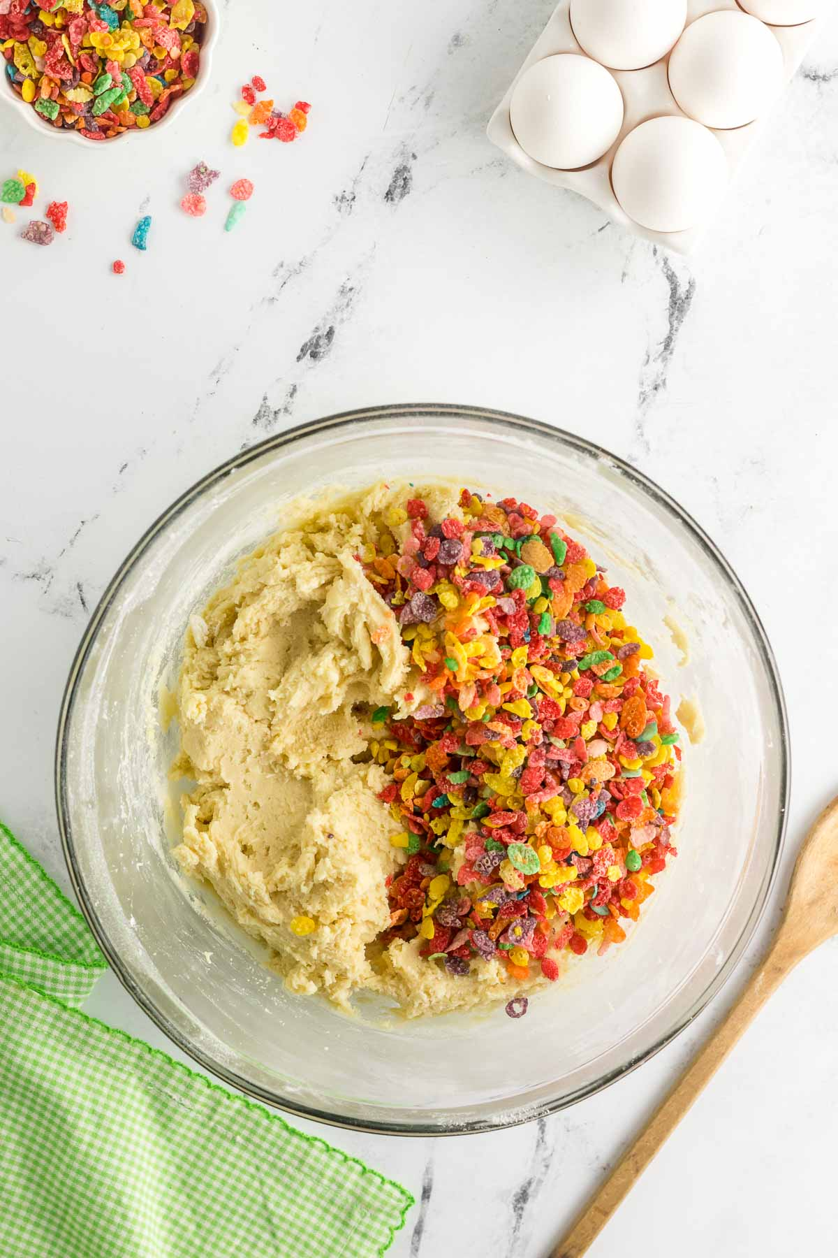 fruity pebbles cereal added to sugar cookie dough
