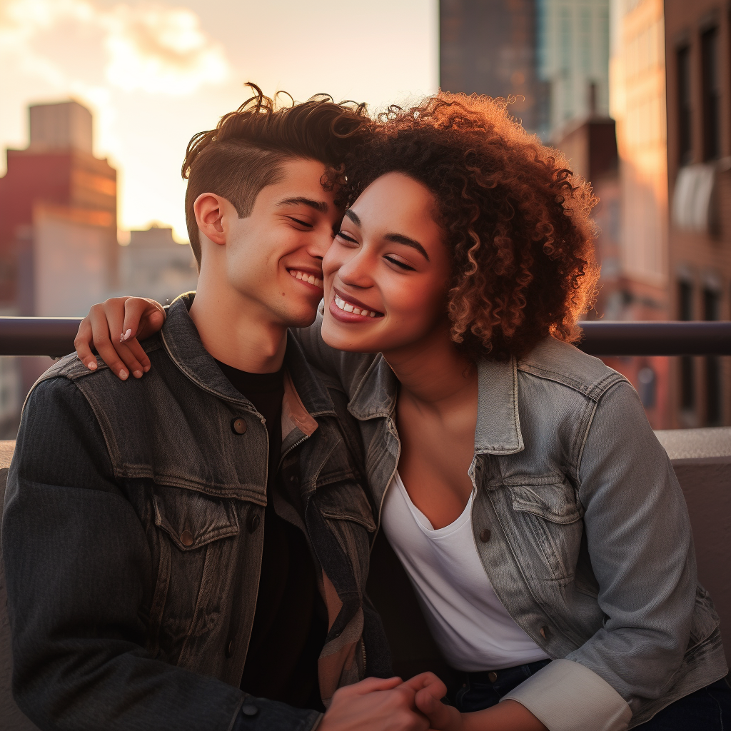 A contented couple in New York City, radiating satisfaction after completing schema therapy for couples, guided by their therapist trained at the Schema Therapy Training Center of New York (STTCNY).