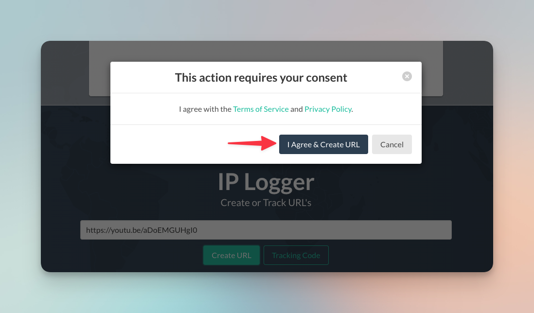 Remote.tools shows to agree to terms of service of Grabify
