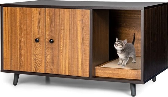 Moderne kattenbak kast met opbergruimte
