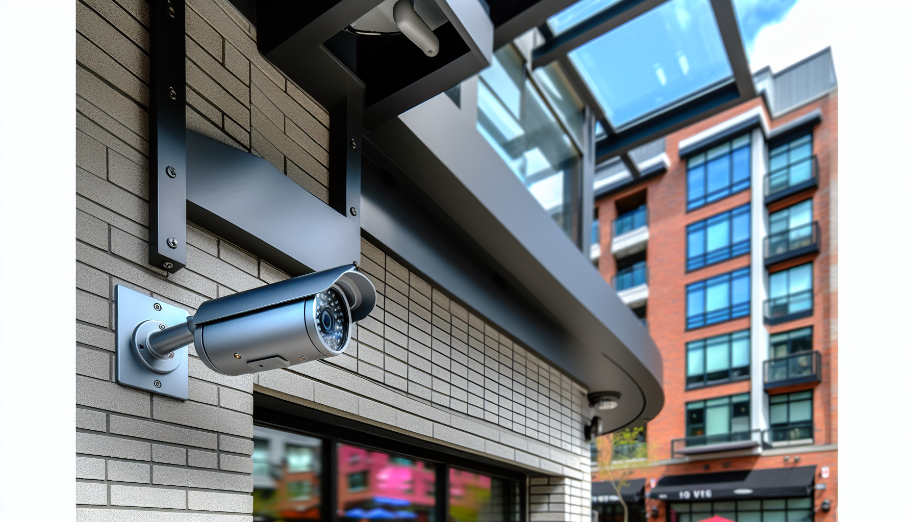 A security camera monitoring a business property