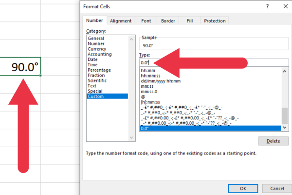 applying a custom number format with the format options dialog box
