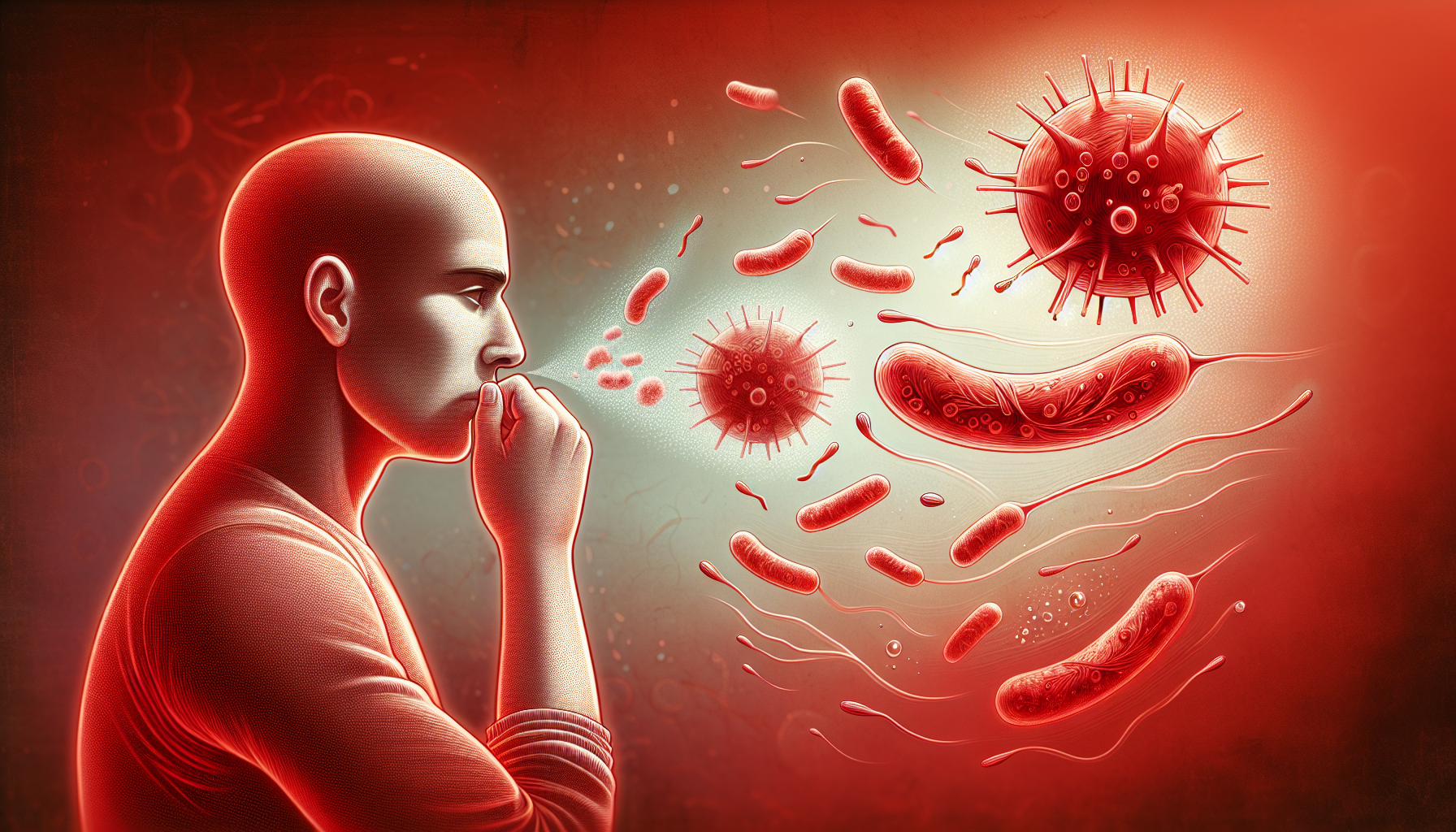 Illustrazione della trasmissione della scarlattina attraverso le goccioline di saliva