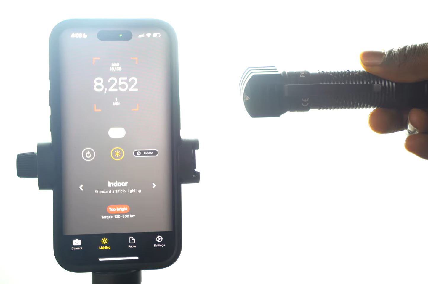 lux meter test of Olight Perun 3