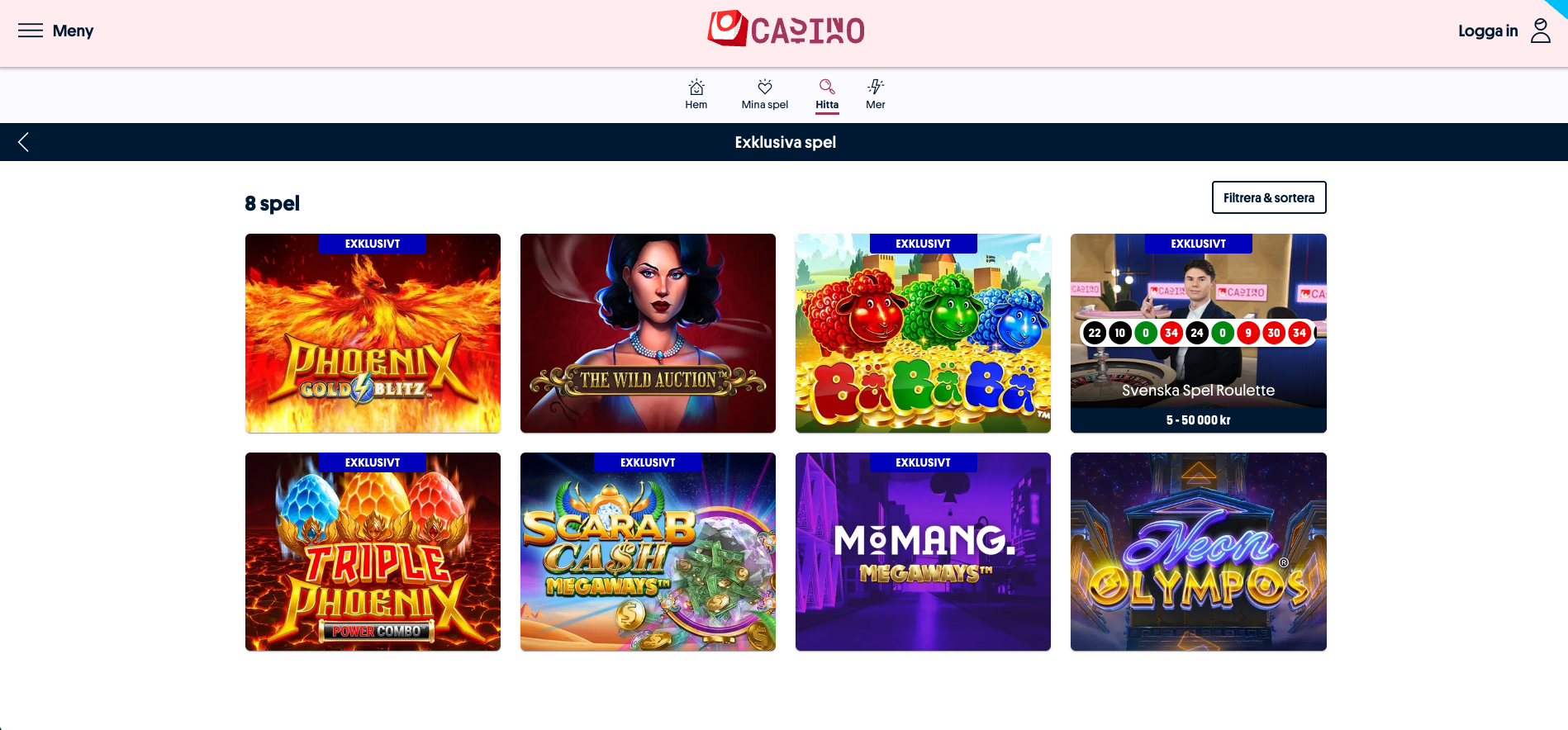 Exklusiva spel på Svenska Spel Sport & Casino med unika slots och svensk live roulette