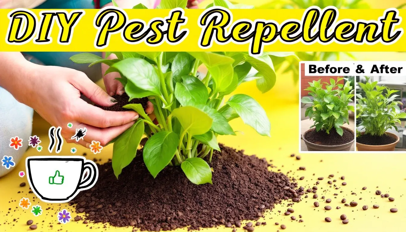 Natural pest repellent made from used coffee grounds sprinkled around plants.