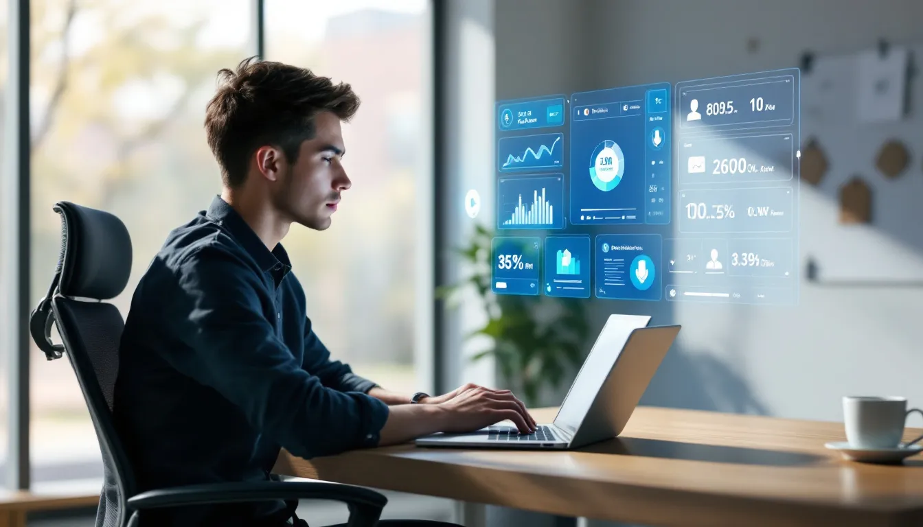 The image illustrates the transformative impact of digital assistants on user interaction and support, showcasing AI-powered tools that analyze unstructured data and automate repetitive tasks. It highlights how artificial intelligence enhances customer satisfaction and operational efficiency through predictive analytics and intelligent automation.