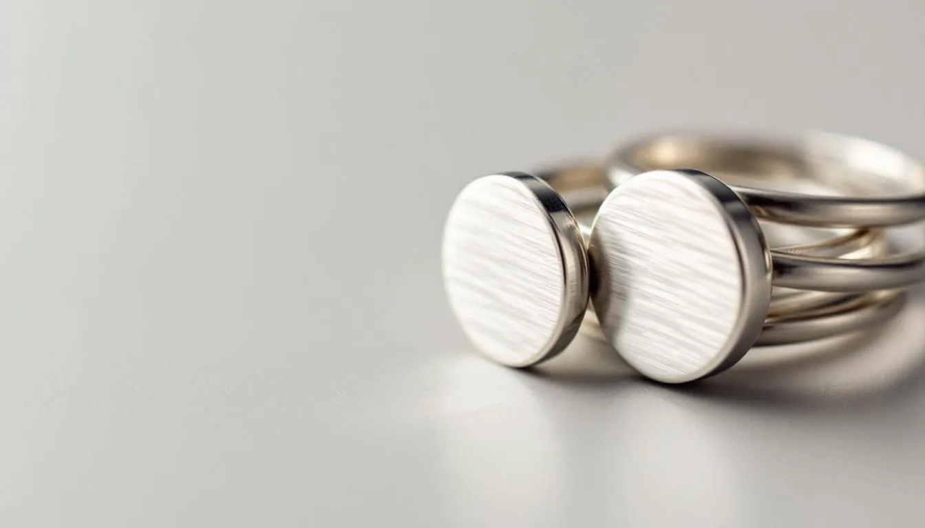 The image showcases a collection of modern signet rings crafted from sterling silver, featuring various designs that include chunky styles and options for stacking. Each ring reflects a blend of elegance and contemporary flair, making them perfect statement pieces for any occasion.