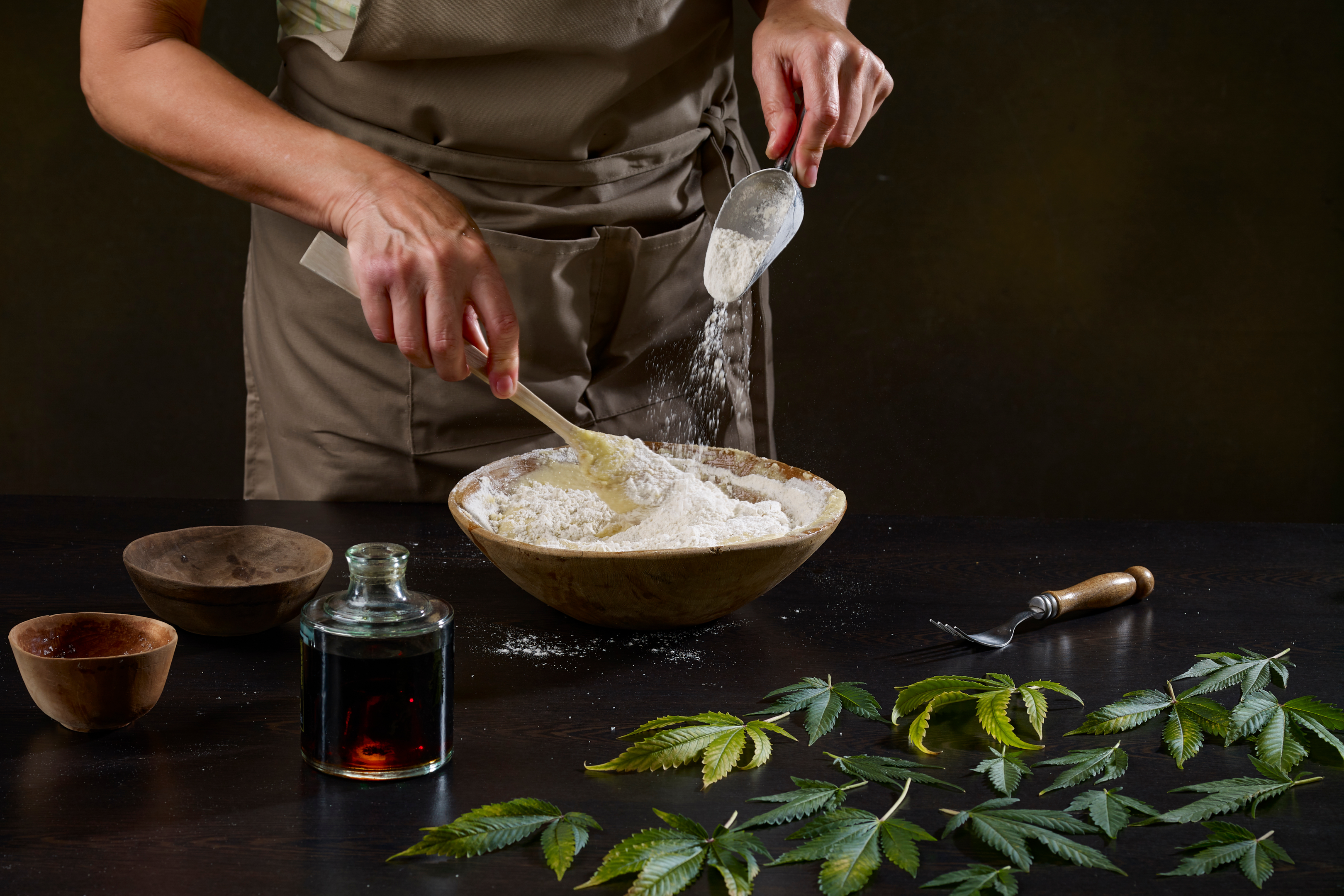 Mix and stir different oils with hemp and/or marijuana that is decarbed. The THC binds to fat to help enhance effects, so a coconut oil would work. Don't forget eggs if called for in the pizza or cookie mix.