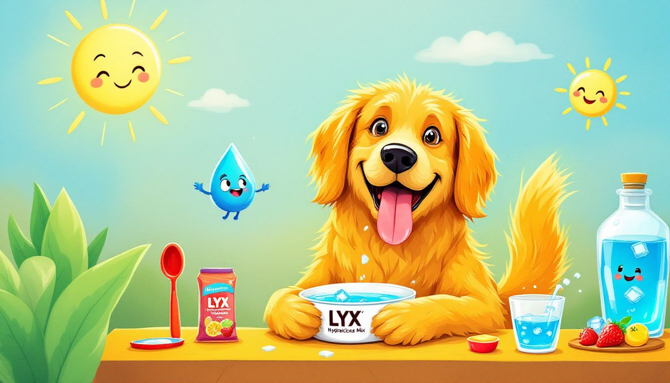 A dog enjoying a bowl of LYX Hydralicious Mix, which aids in hydration.