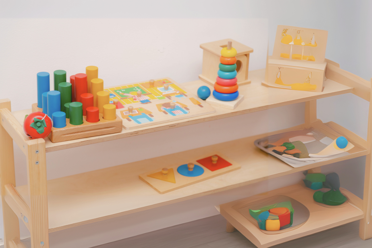 Montessori shelf turned toy shelf