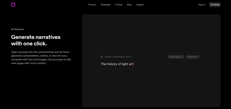 screenshot of generative narrative