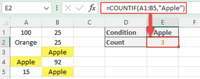 Excel COUNTIF formula