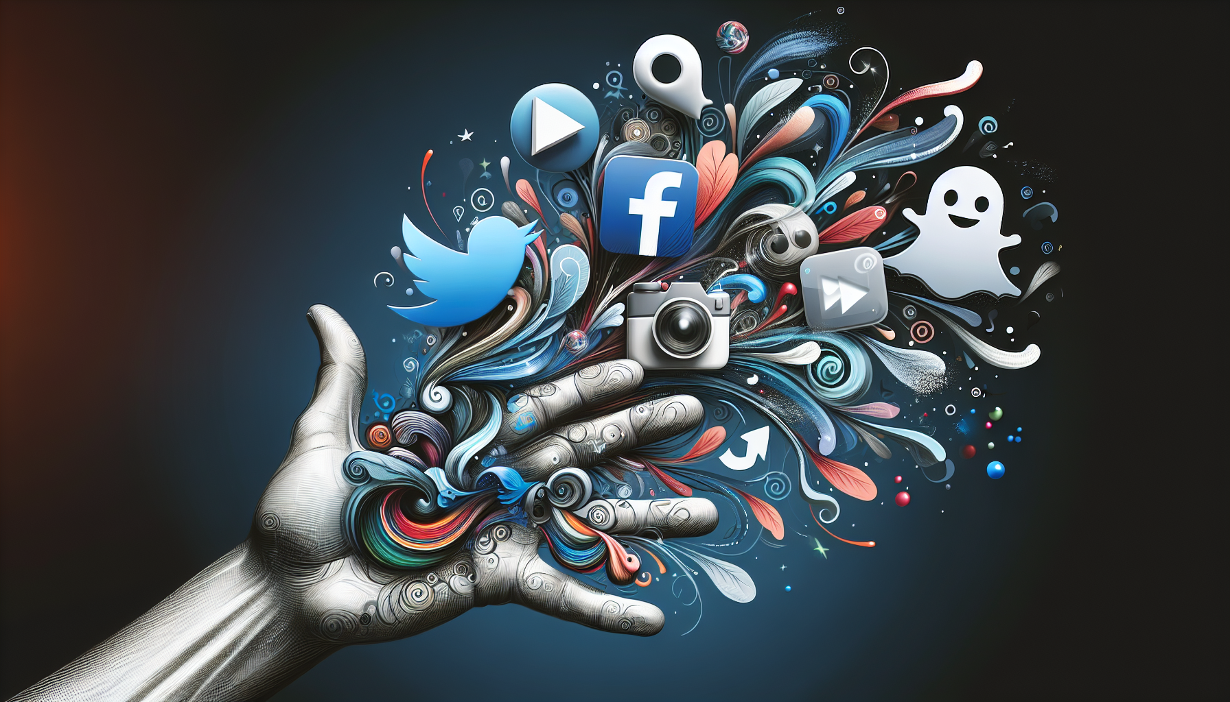 Illustration of hands holding social media icons