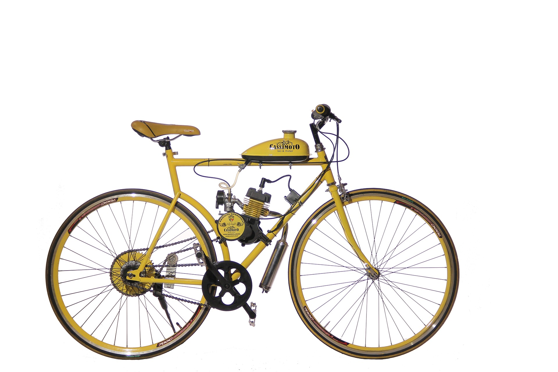 Bicicleta motorizada amarela - Fonte: Pixabay