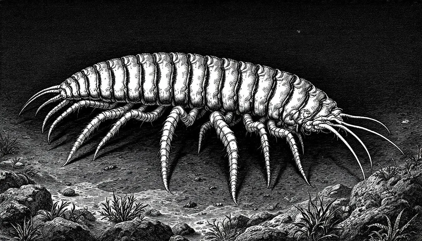 A close-up view of the anatomy of a giant isopod.