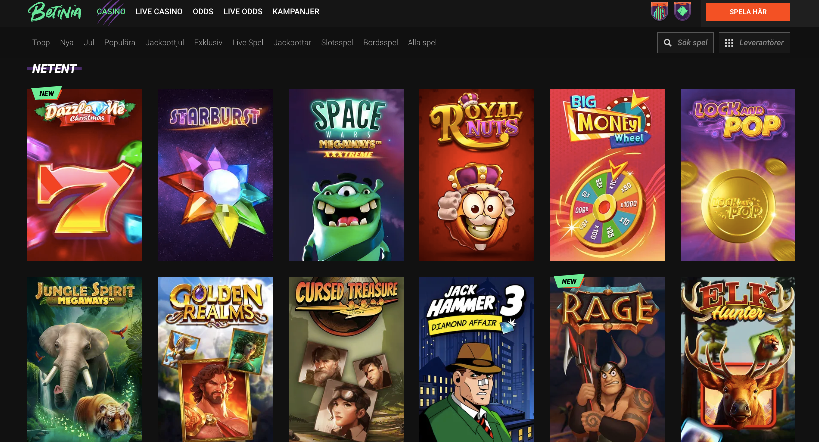 Spela Starburst hos Betinia