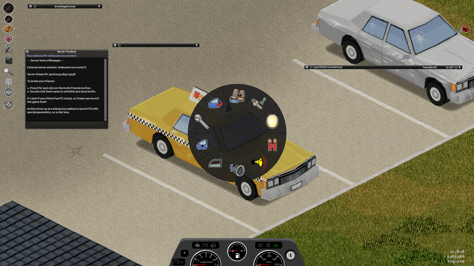 The toggled radial menu.
