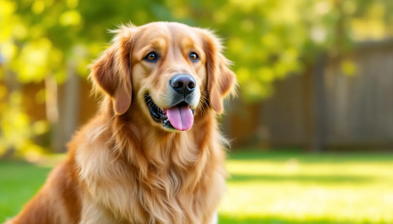 A healthy adult Golden Retriever with a thick, lustrous coat stands proudly, showcasing the successful long-term management of hypothyroidism in dogs. This image represents the importance of thyroid hormone replacement therapy in maintaining optimal thyroid function and overall health in hypothyroid dogs.