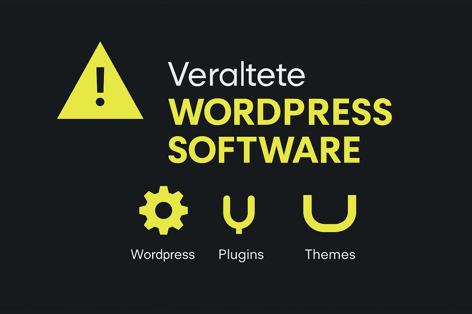Grafik, die Elemente zeigt, die veraltete WordPress Software darstellen sollen