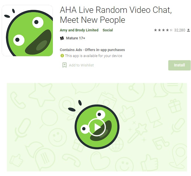 8.) AHA - Live Random video chat site, Meet New People