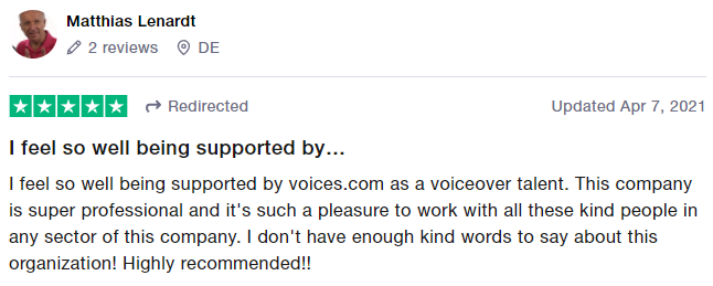 voices.com reviews at Trustpilot