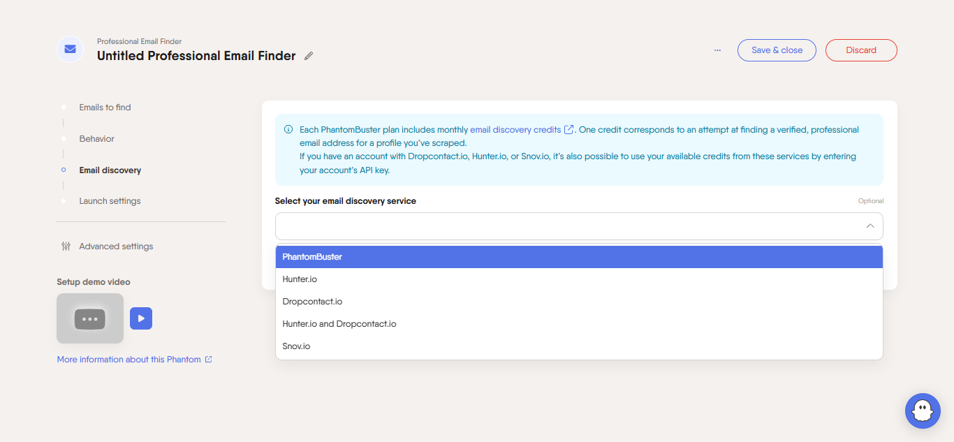 PhantomBuster waterfall enrichment configuration