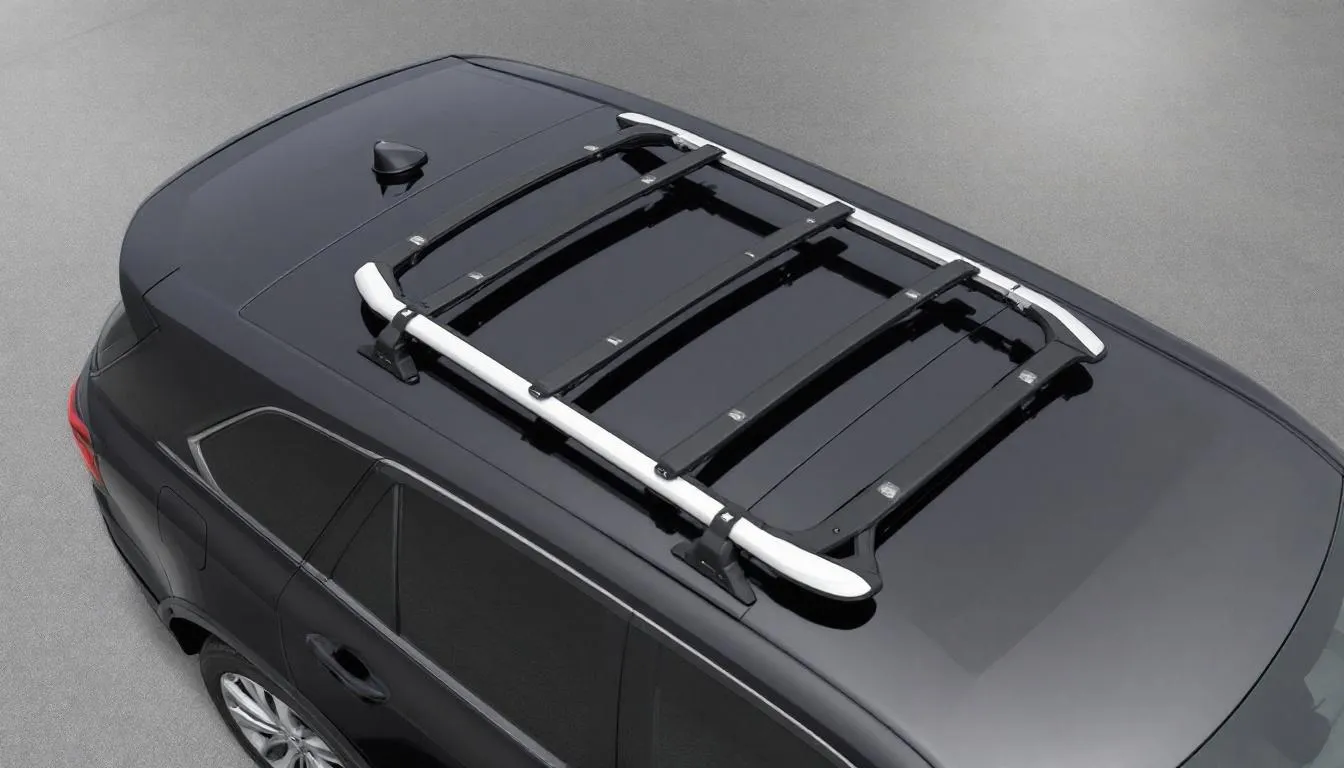 The image shows properly installed crossbars on a vehicle roof, demonstrating parallel alignment and correct spacing crucial for a secure roof rack system. This setup is essential for carrying gear like bikes or cargo boxes during road trips and adventures.