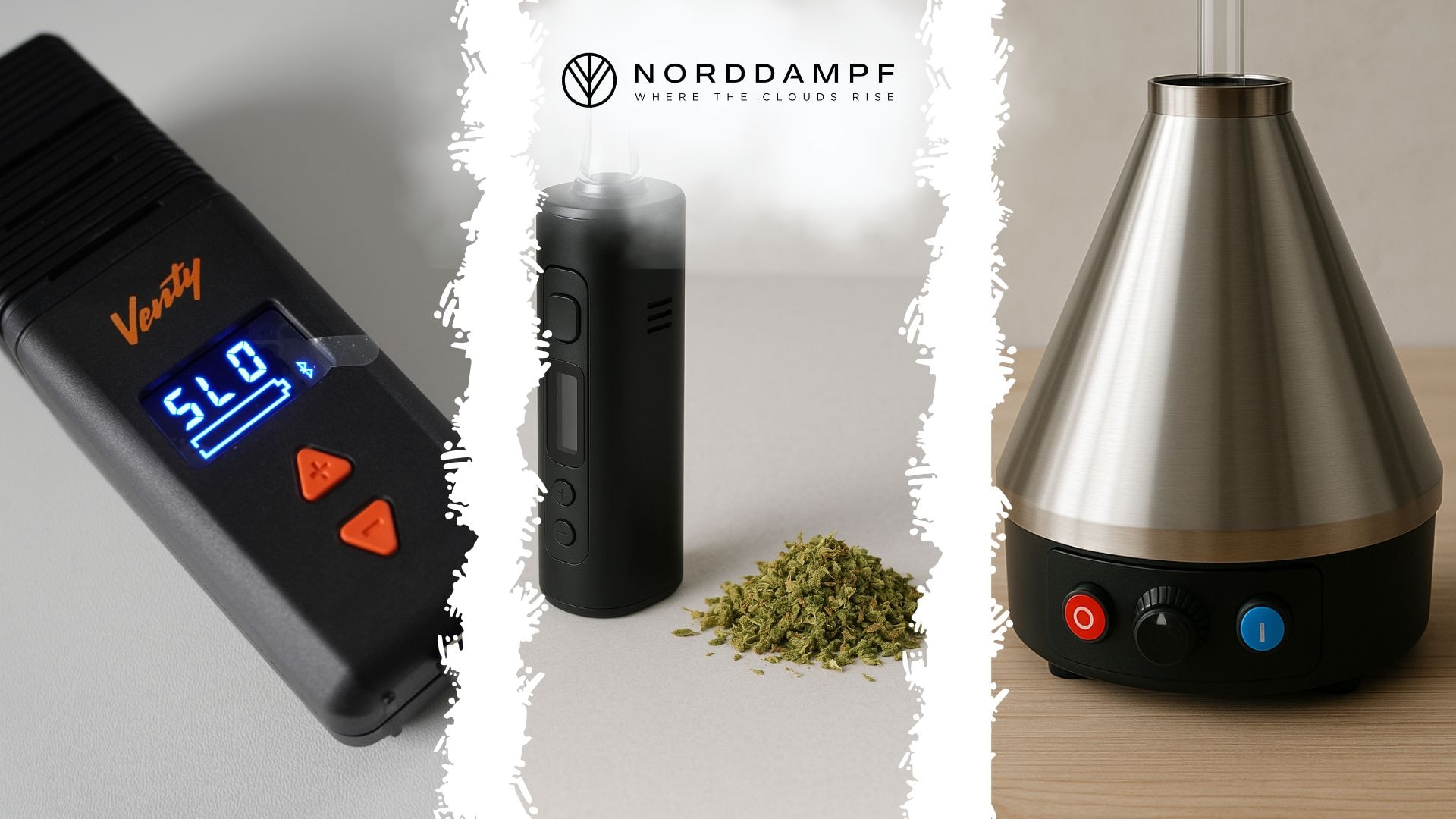 Verschiedene Vaporizer: Tisch-Vaporizer, tragbare Vaporizer und E-Zigaretten
