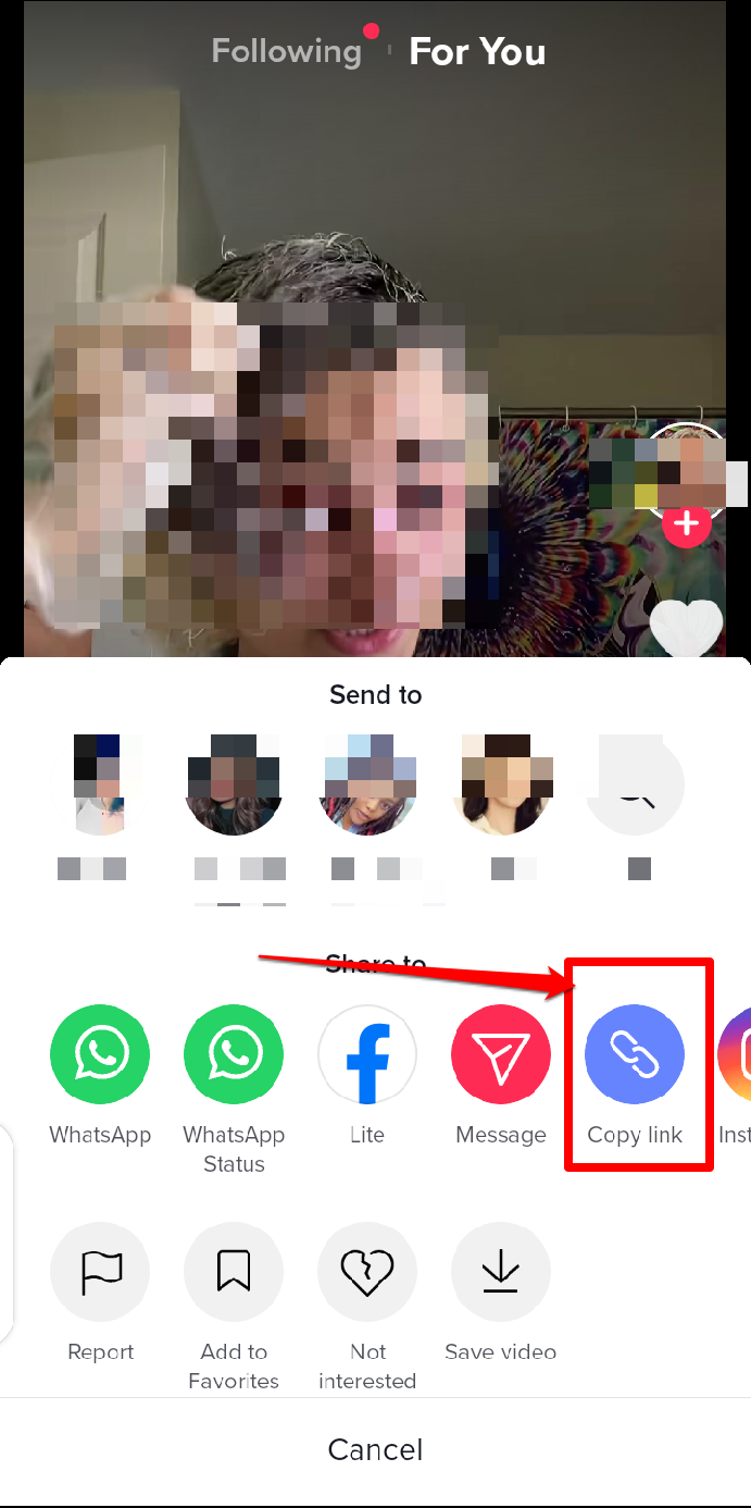 How to copy a video link from the TikTok app