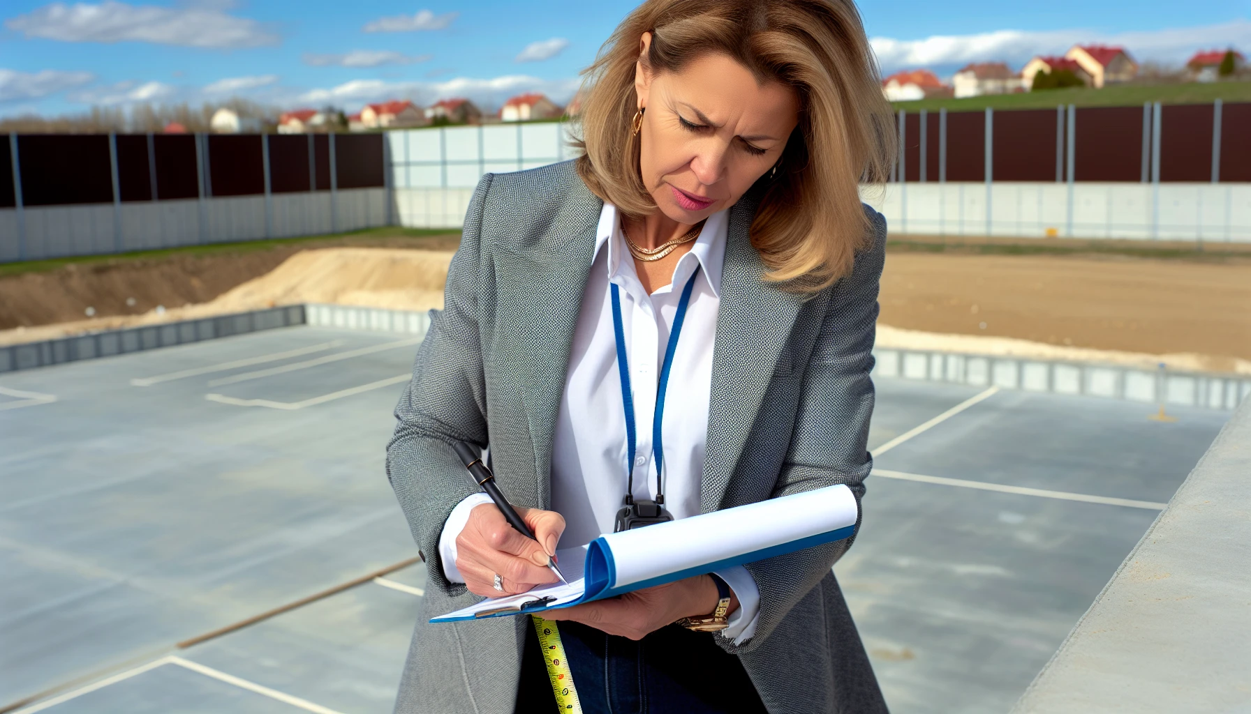 A person conducting a feasibility study at a potential self storage facility site