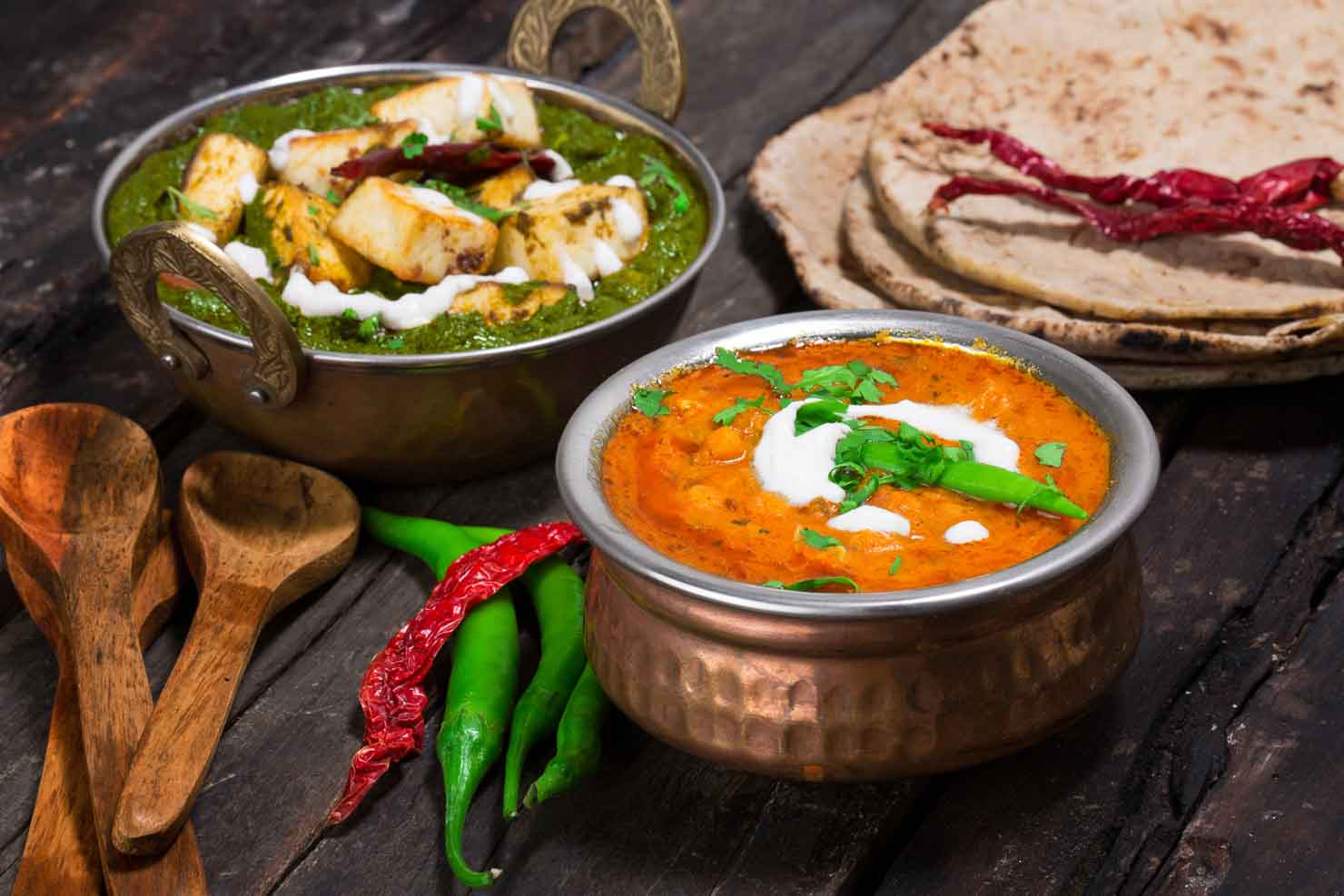 A variety of North Indian and South Indian dishes, served at Raj's Corner