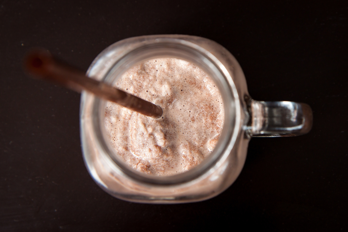Protein smoothie with cacao, peanut butter and collagen
