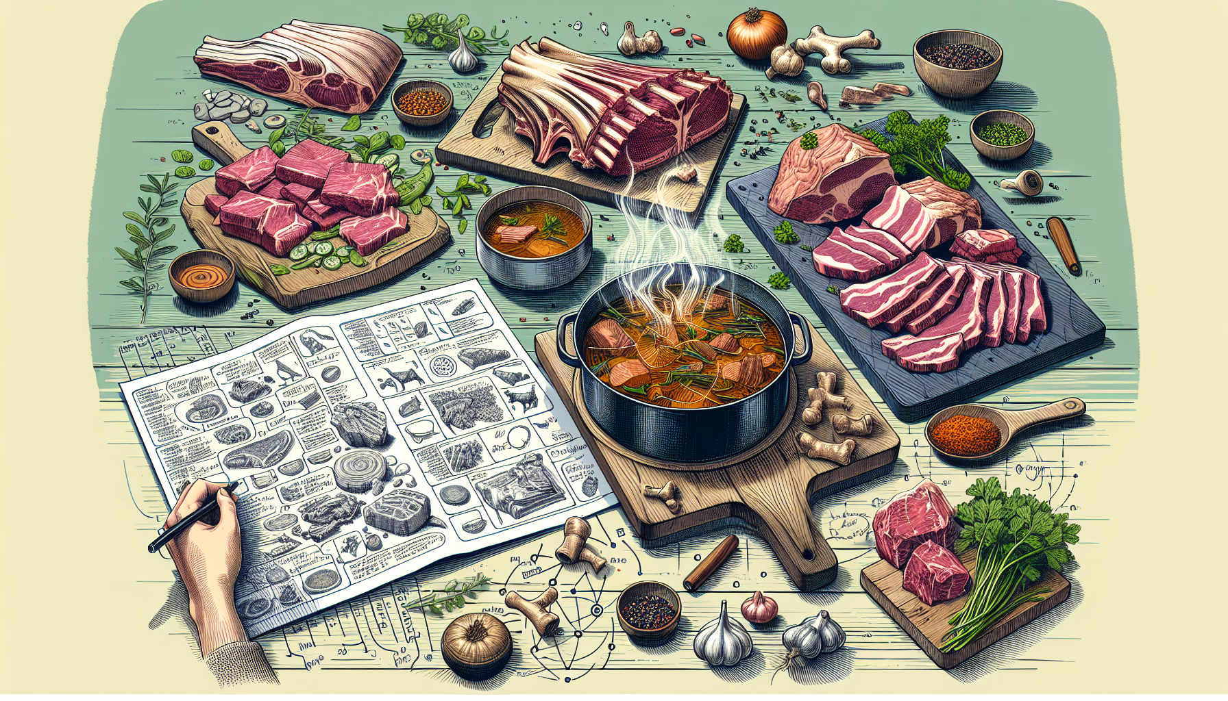 Meal planning and preparation with a diverse selection of meats and bone broth