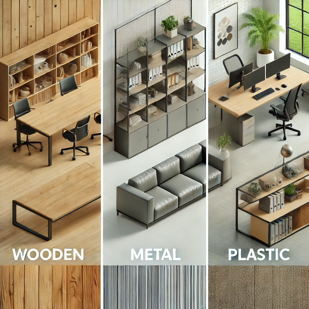 wooden, mental and plastic in office materirals, hospitality furniture 