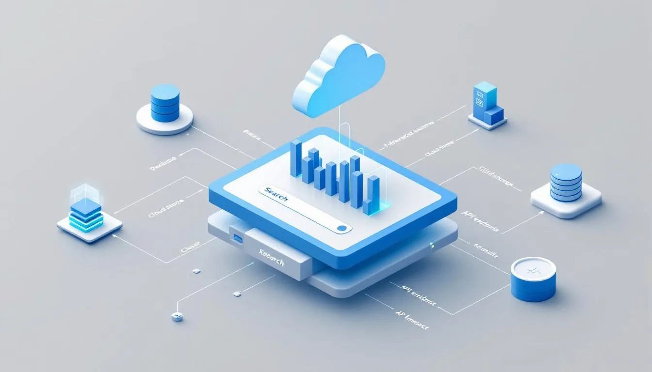 In the image, a visual representation of federated search is depicted, showcasing various interconnected data sources and a unified search platform. This illustrates how enterprise search solutions utilize machine learning and artificial intelligence to deliver relevant search results from structured and unstructured information, enhancing knowledge sharing and search accuracy across organizations.