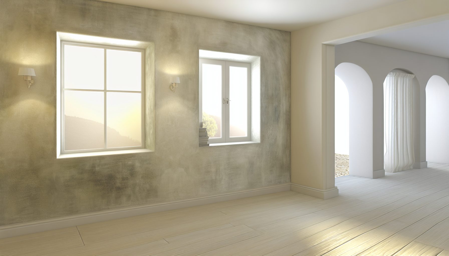 A beautiful interior wall painted with limewash, creating a warm and inviting atmosphere