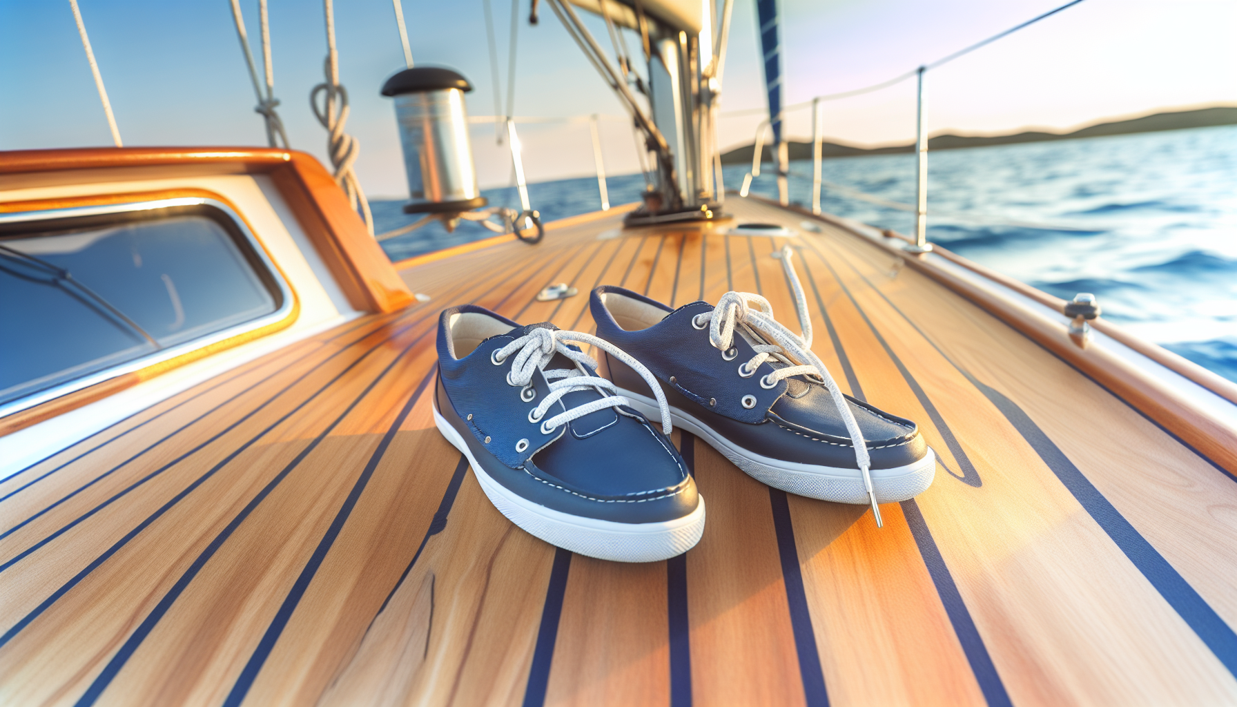 Women's sailing shoes on a boat