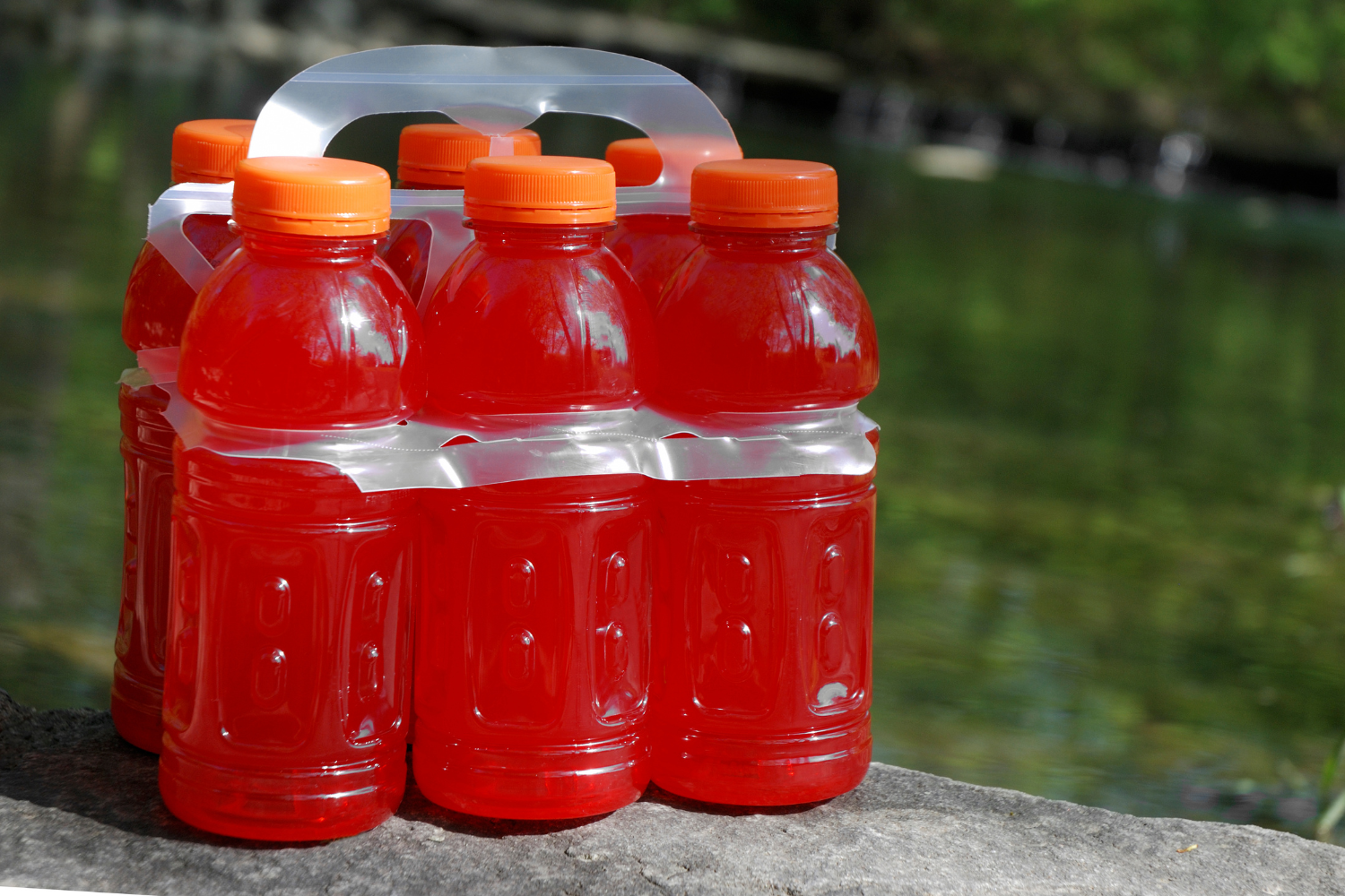 A case of sugary sports drinks.