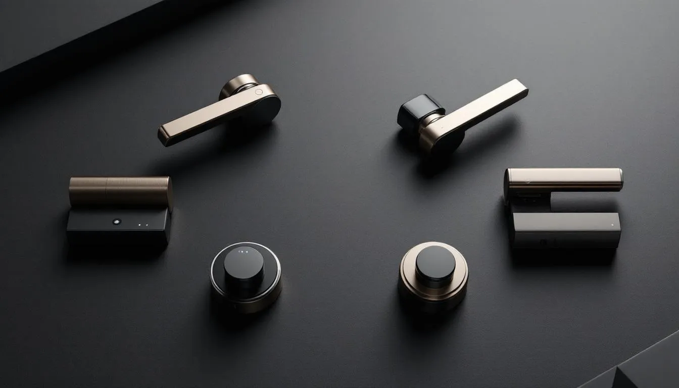An assortment of the best smart locks for hotels and offices, showcasing various designs and features.