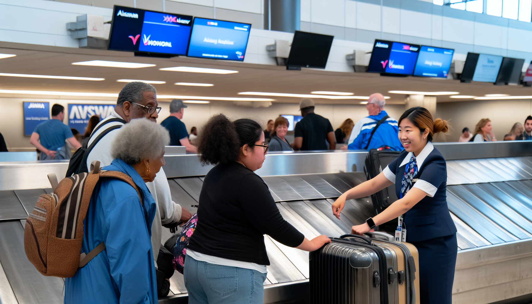 Asiana Airlines baggage drop-off at JFK Terminal 1