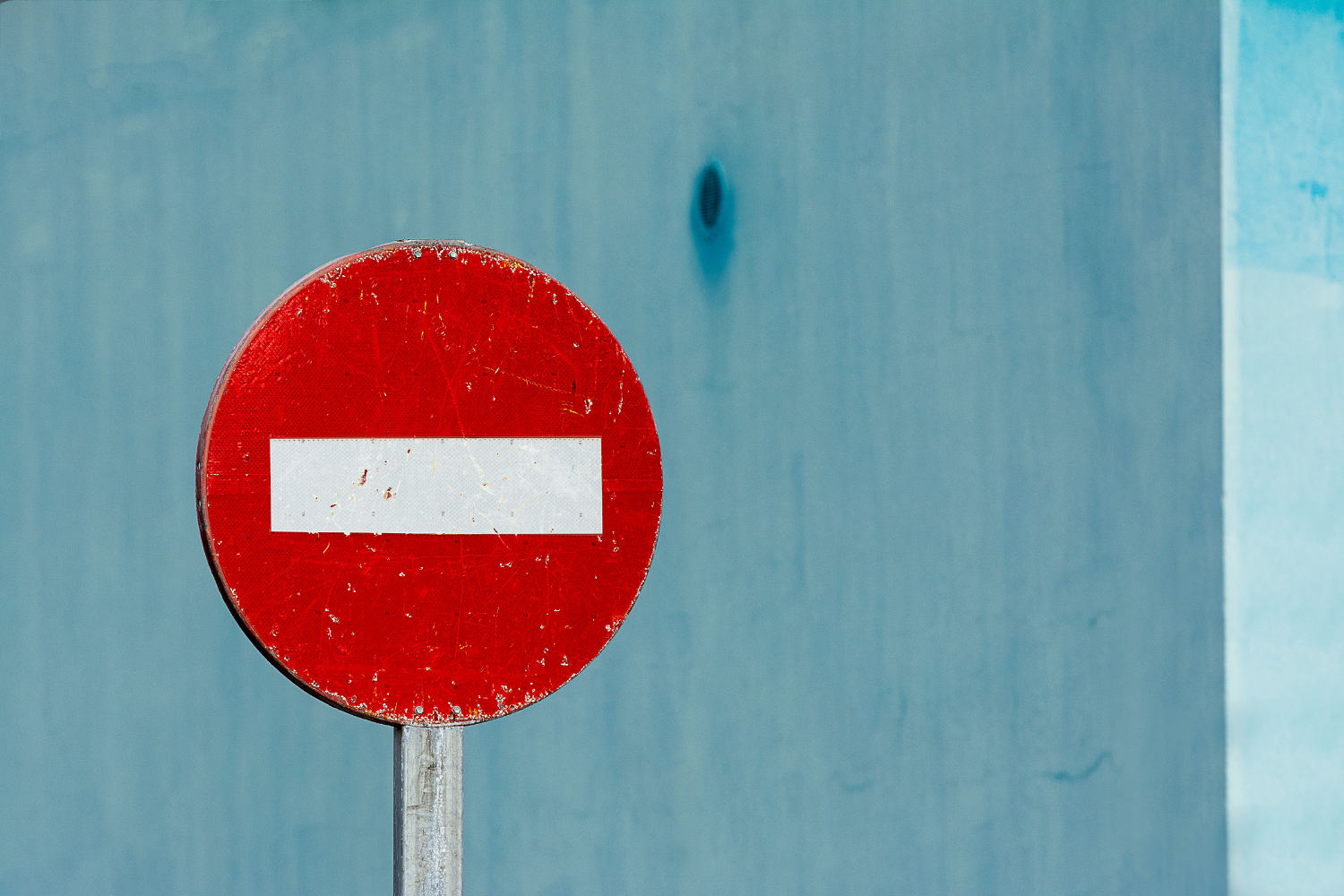 A red warning sign.