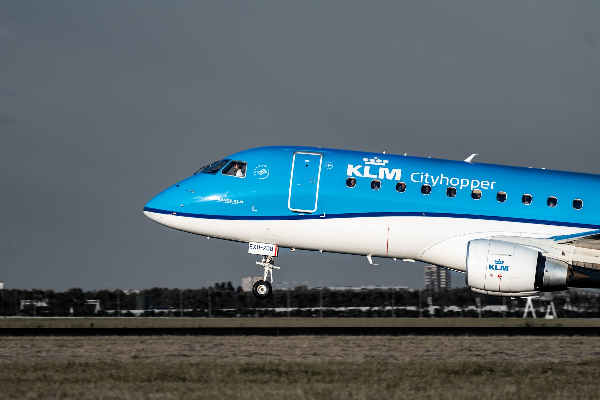 One of legacy airlines in Europe KLM aircraft taking off.