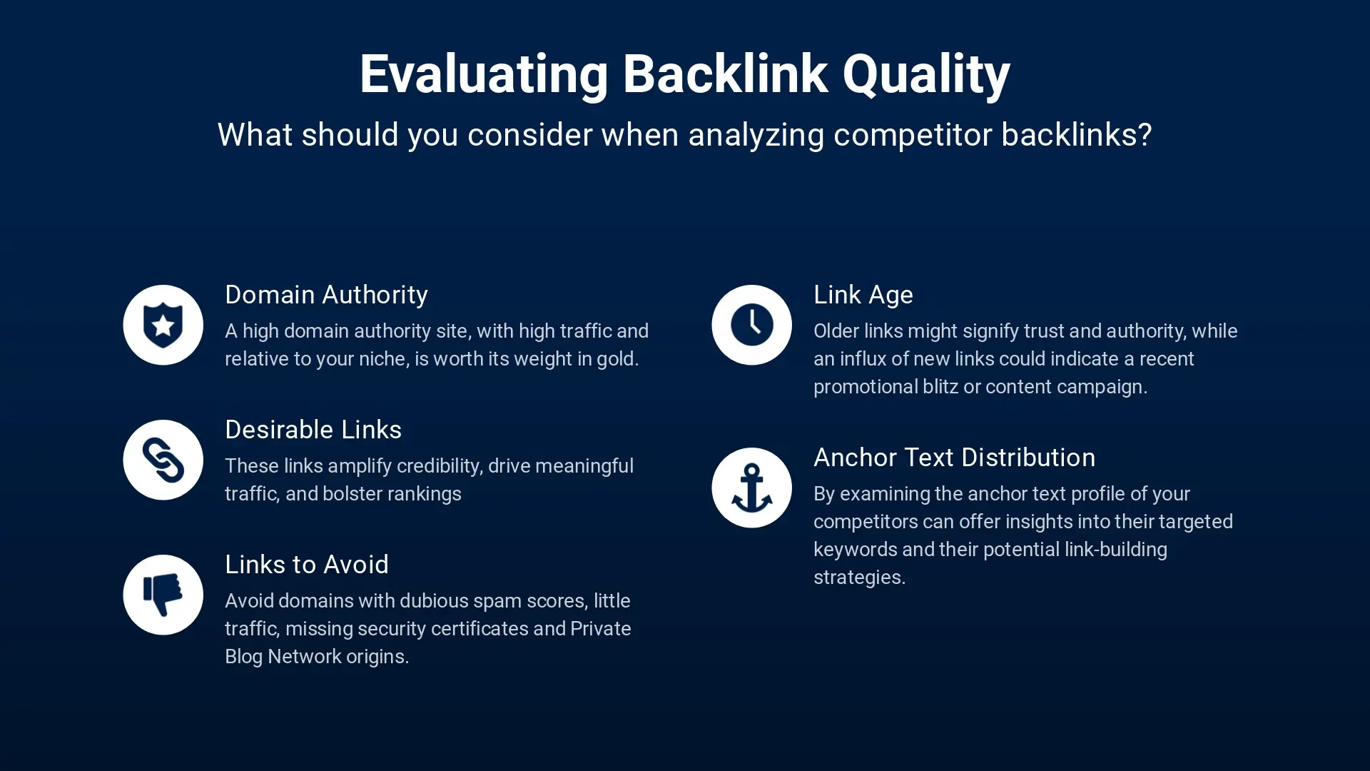 factors for evaluating backlink quality