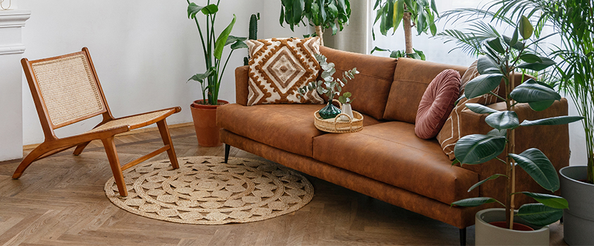 Small rugs can be used as accent pieces to draw the eye and ground your furniture.