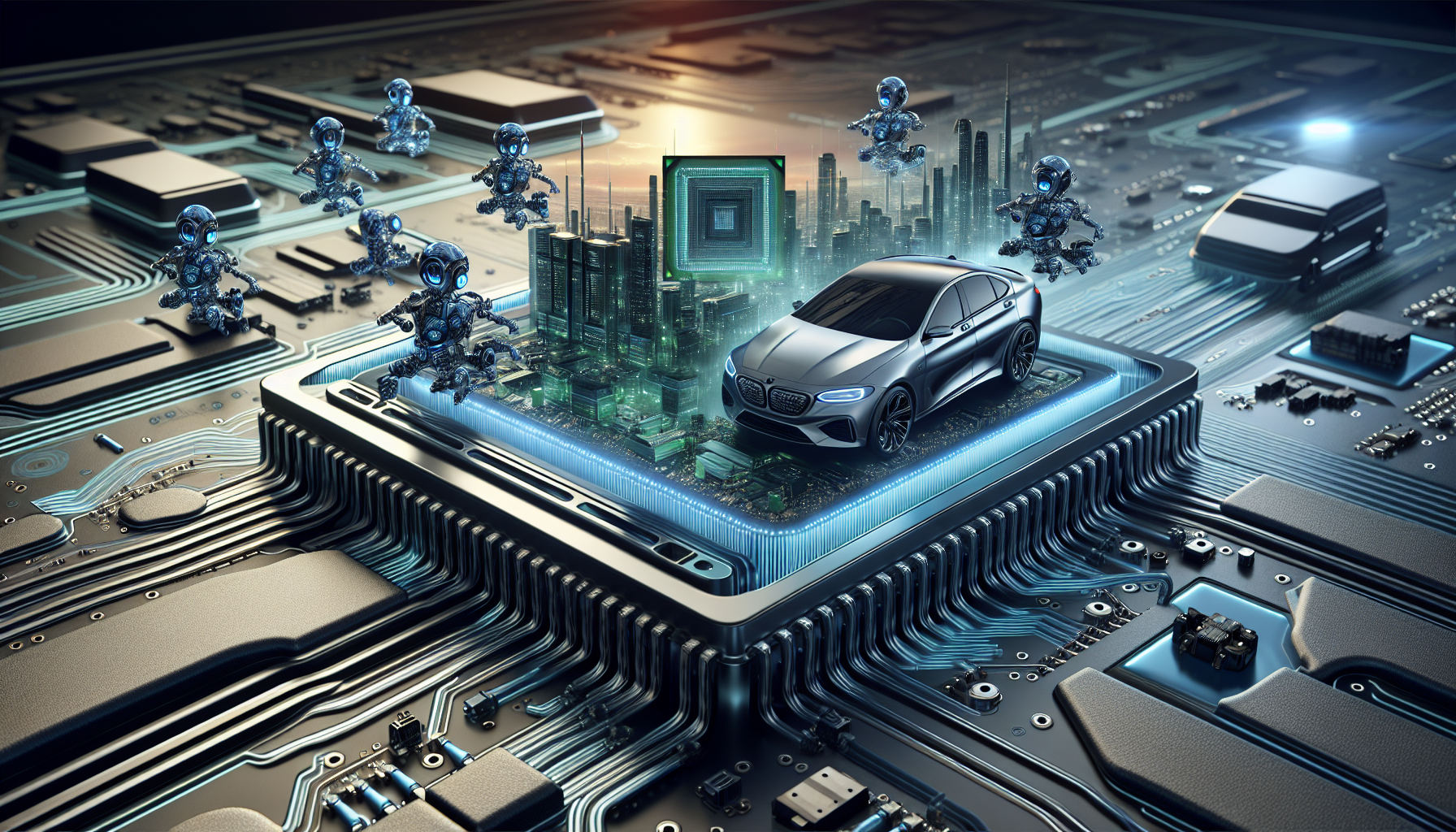 Illustration of hardware accelerators enhancing efficiency in autonomous driving systems